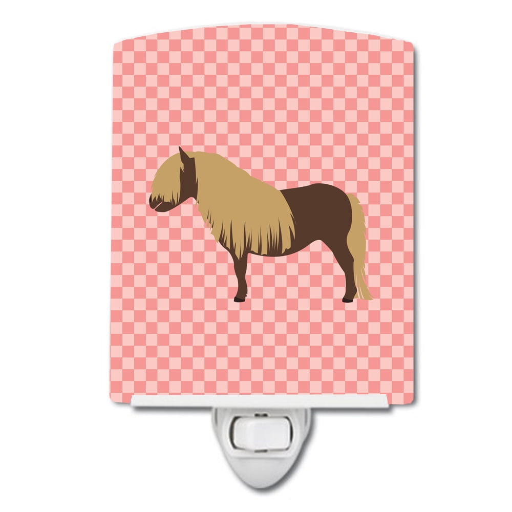 Shetland Pony Horse Pink Check Ceramic Night Light