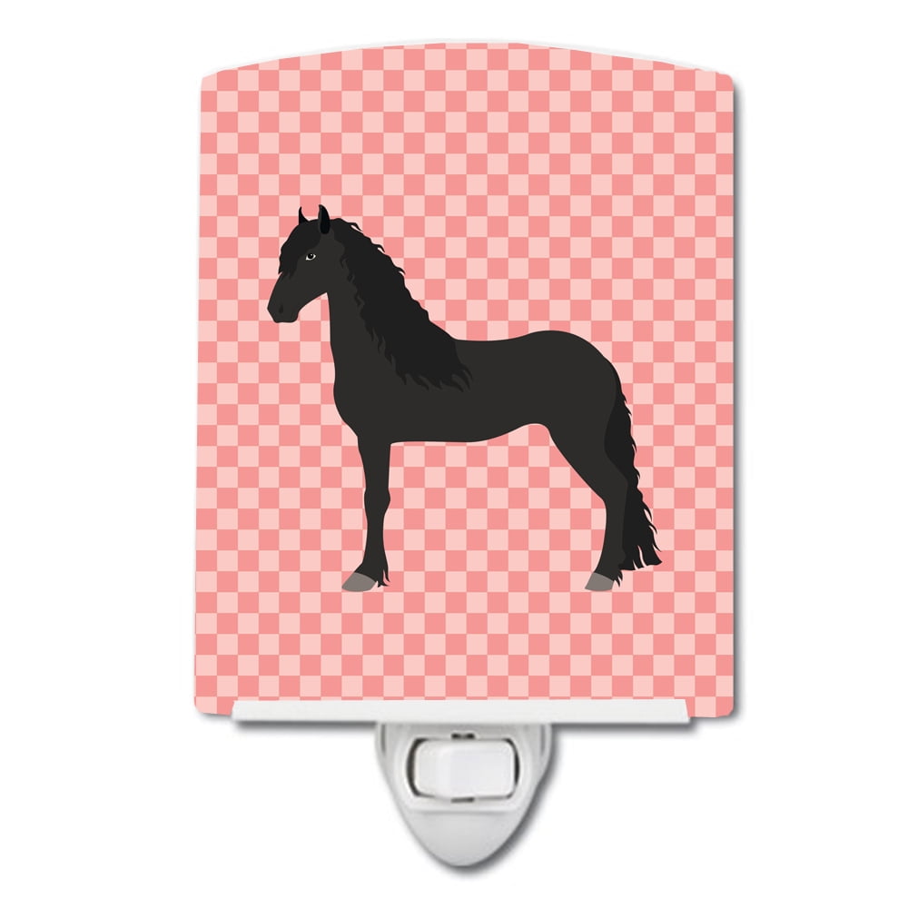 Friesian Horse Pink Check Ceramic Night Light