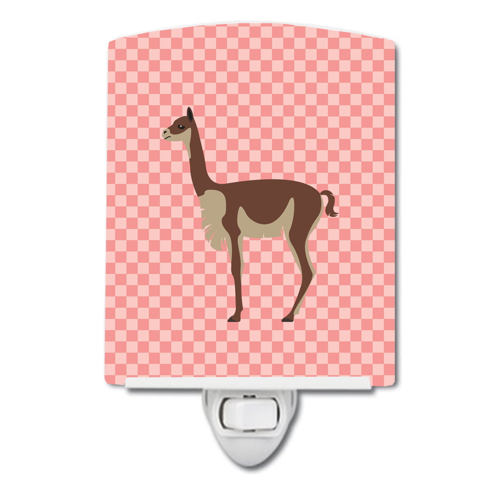 Vicugna or Vicuna Pink Check Ceramic Night Light