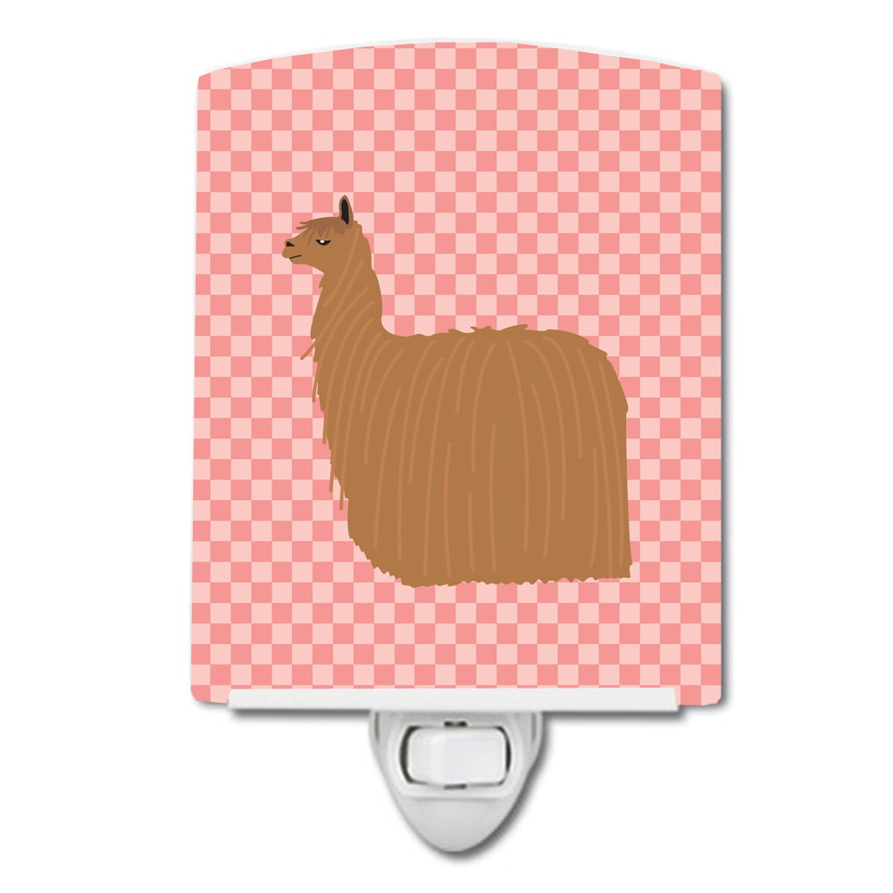 BB7920CNL Alpaca Suri Pink Check Ceramic Night Light
