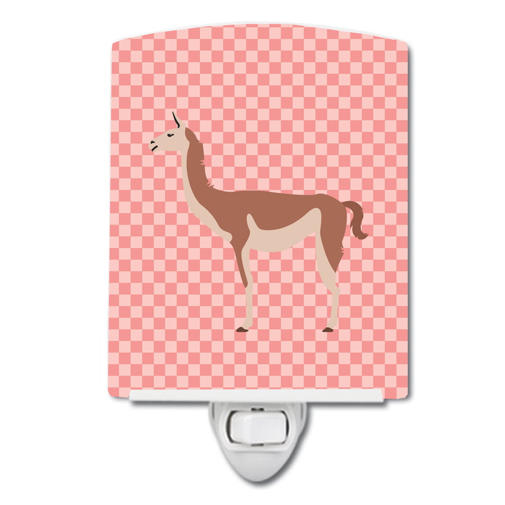 BB7921CNL Guanaco Pink Check Ceramic Night Light