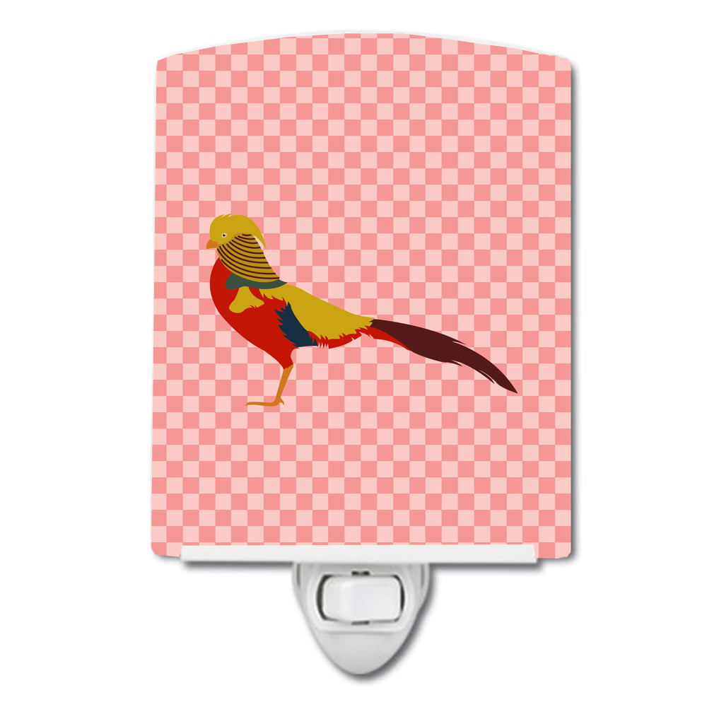 BB7928CNL Golden or Chinese Pheasant Pink Check Ceramic Night Light