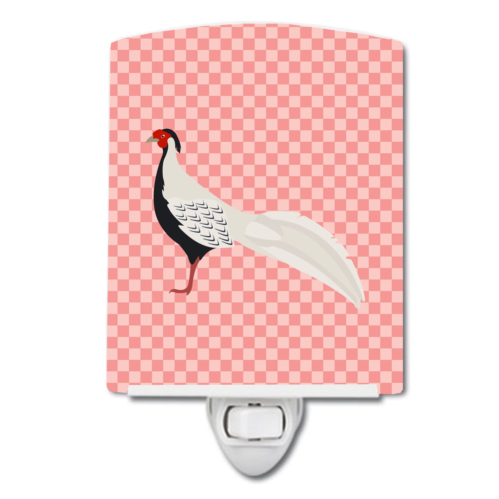 BB7929CNL Silver Pheasant Pink Check Ceramic Night Light