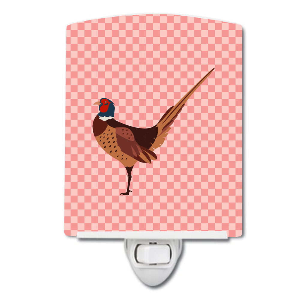 BB7930CNL Ring-necked Common Pheasant Pink Check Ceramic Night Light