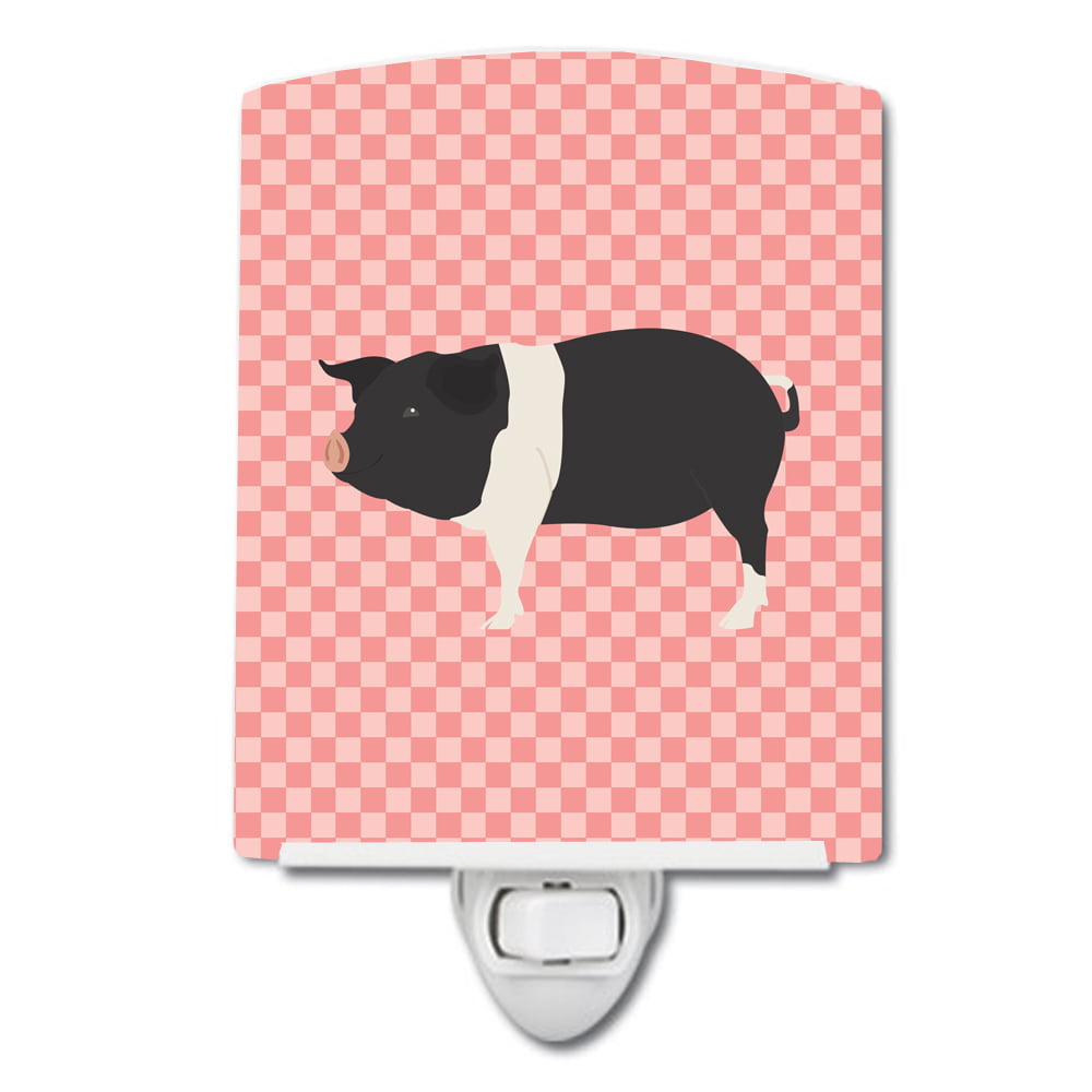BB7939CNL Hampshire Pig Pink Check Ceramic Night Light
