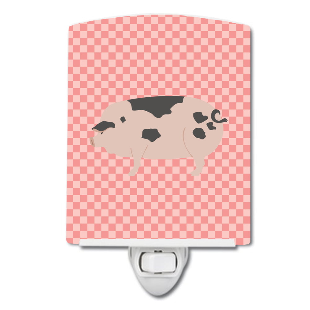 Gloucester Old Spot Pig Pink Check Ceramic Night Light