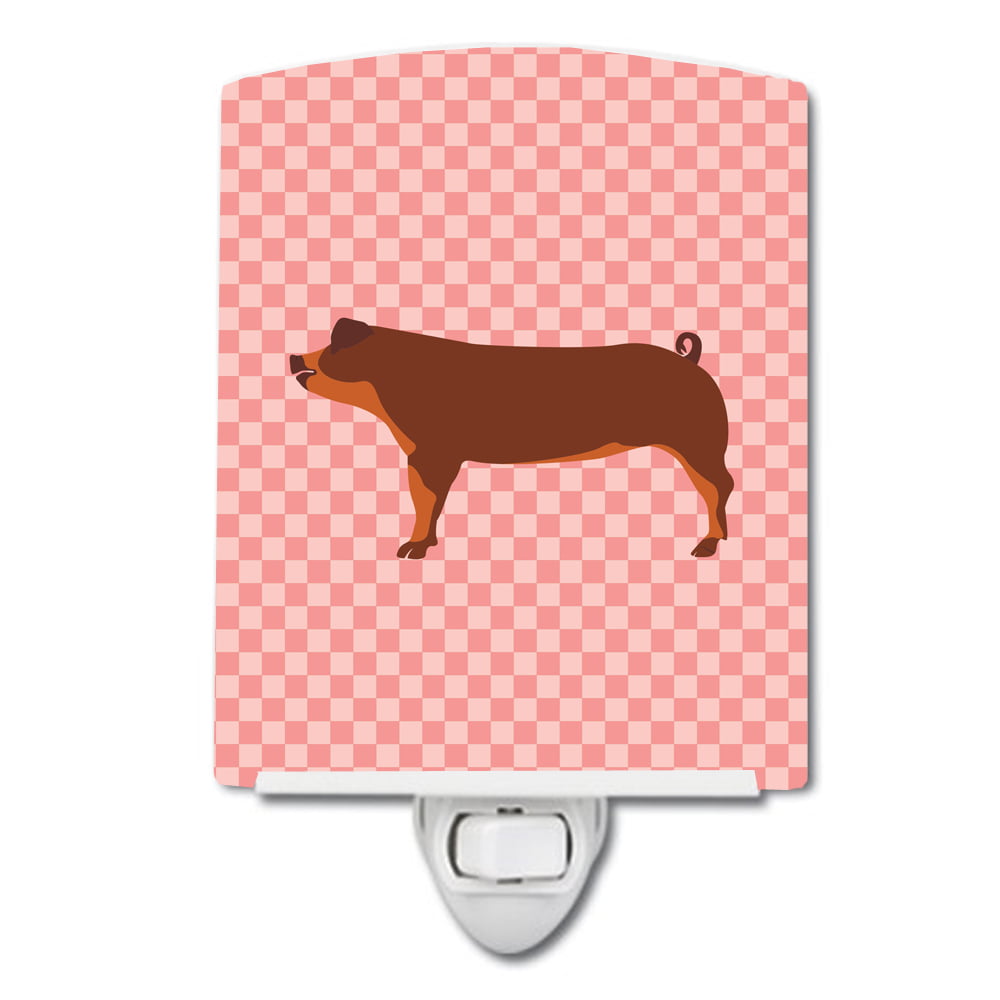 BB7942CNL Duroc Pig Pink Check Ceramic Night Light