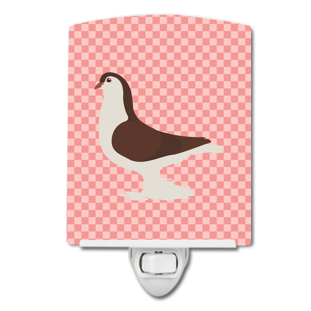 BB7943CNL Large Pigeon Pink Check Ceramic Night Light
