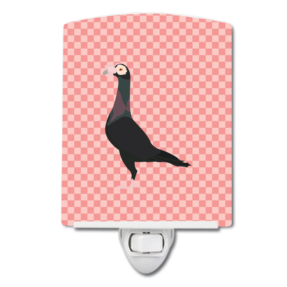 English Carrier Pigeon Pink Check Ceramic Night Light