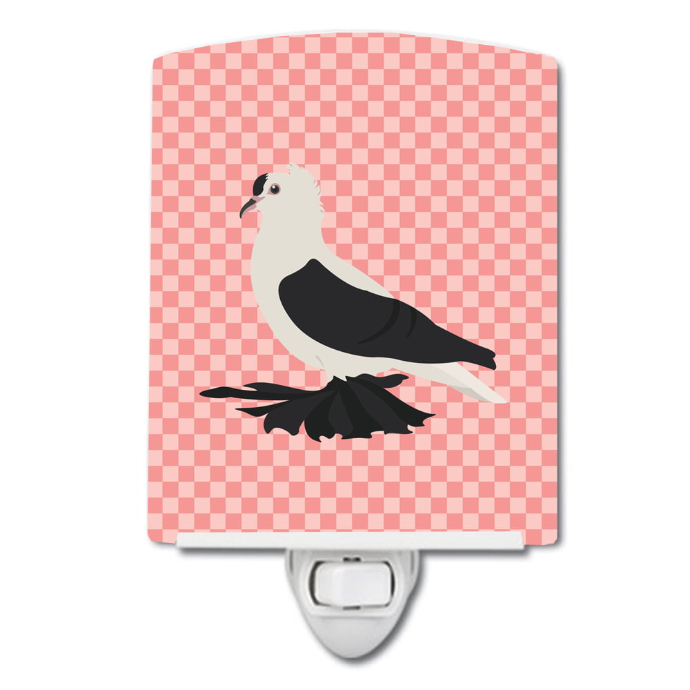 Saxon Fairy Swallow Pigeon Pink Check Ceramic Night Light