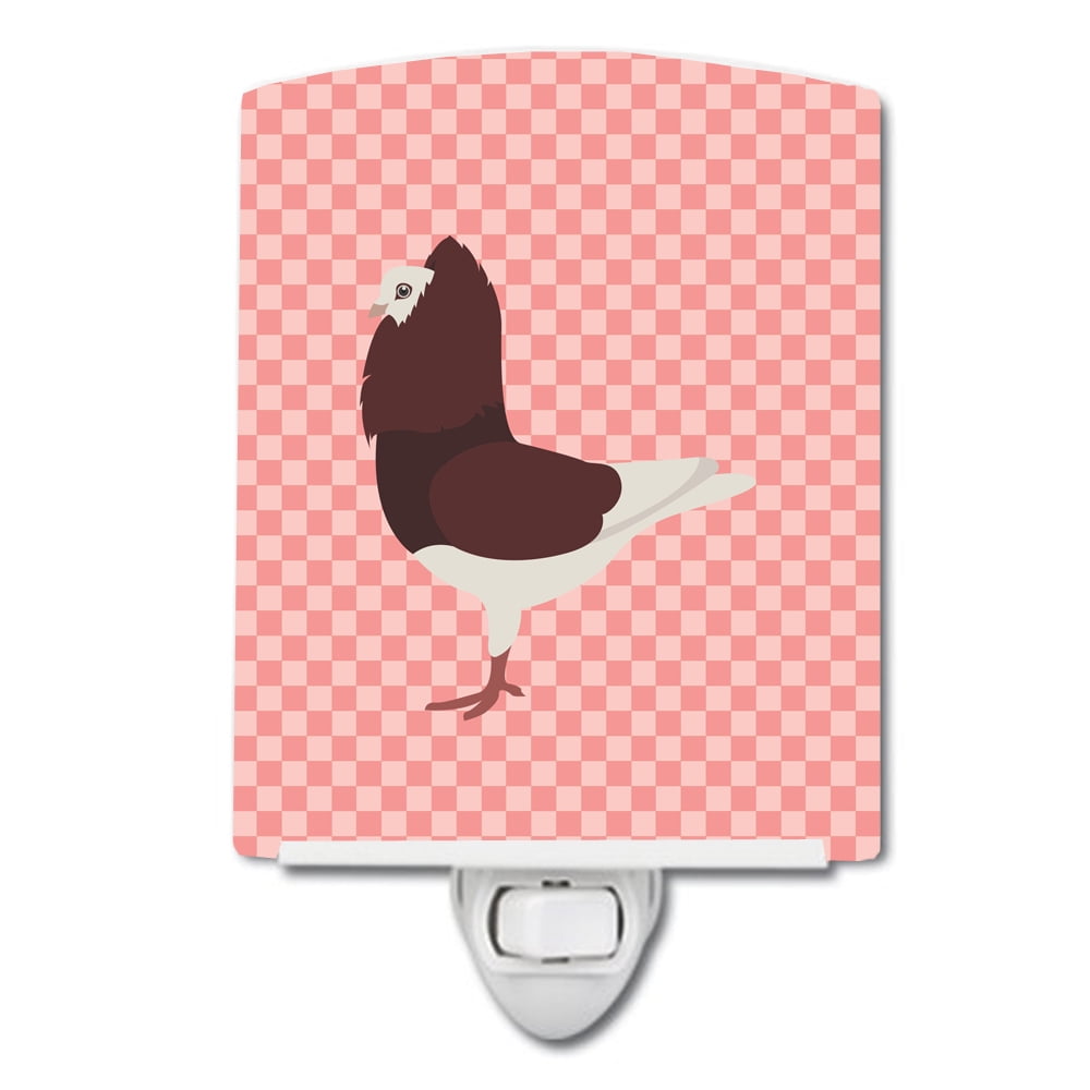Capuchin Red Pigeon Pink Check Ceramic Night Light