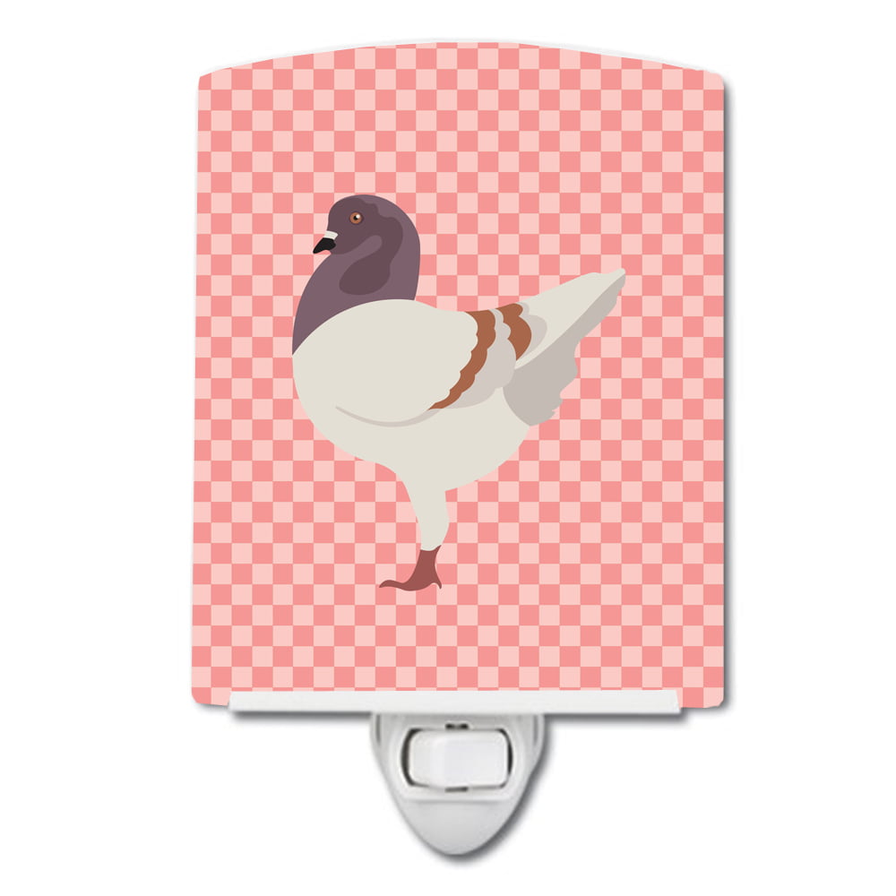 German Modena Pigeon Pink Check Ceramic Night Light
