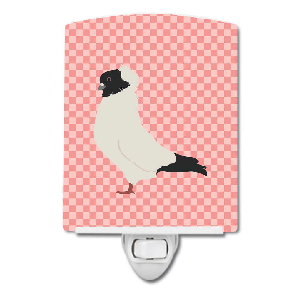 Nun Pigeon Pink Check Ceramic Night Light