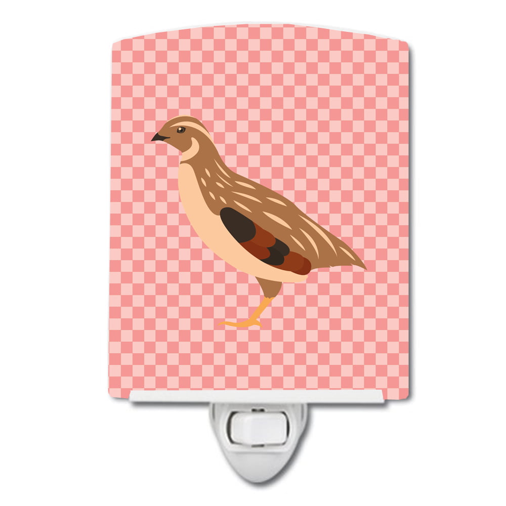 BB7955CNL Golden Phoenix Quail Pink Check Ceramic Night Light