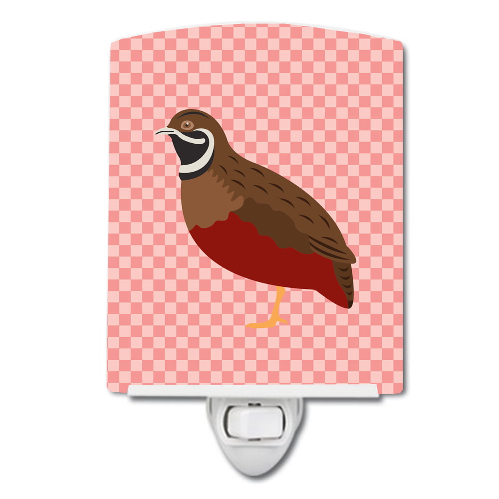 Chinese Painted or King Quail Pink Check Ceramic Night Light