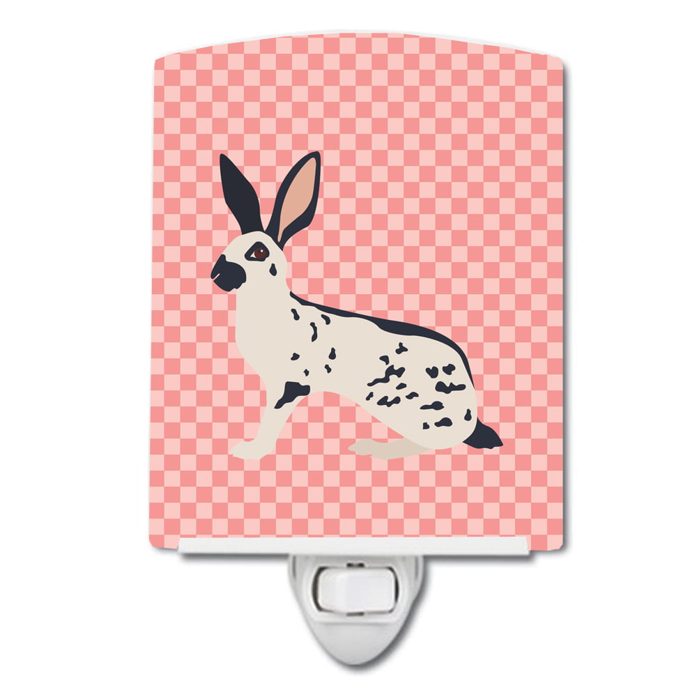 BB7961CNL English Spot Rabbit Pink Check Ceramic Night Light