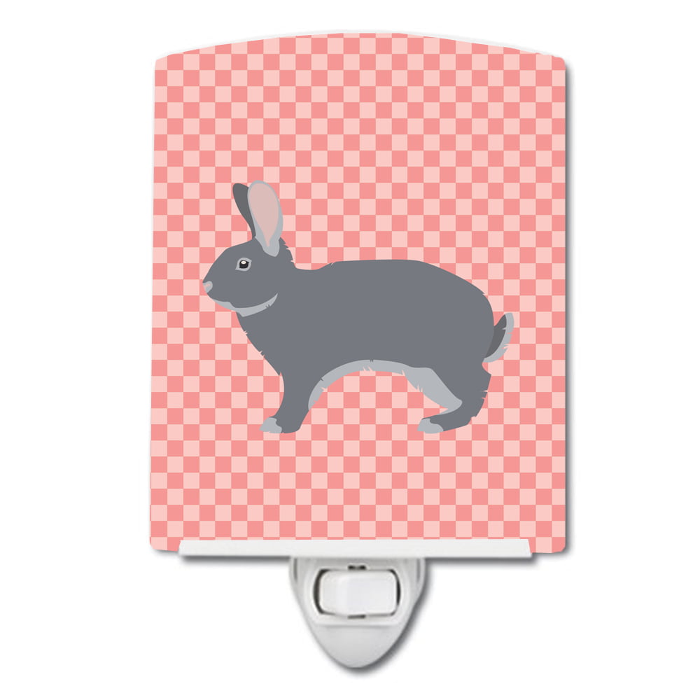 Giant Chinchilla Rabbit Pink Check Ceramic Night Light