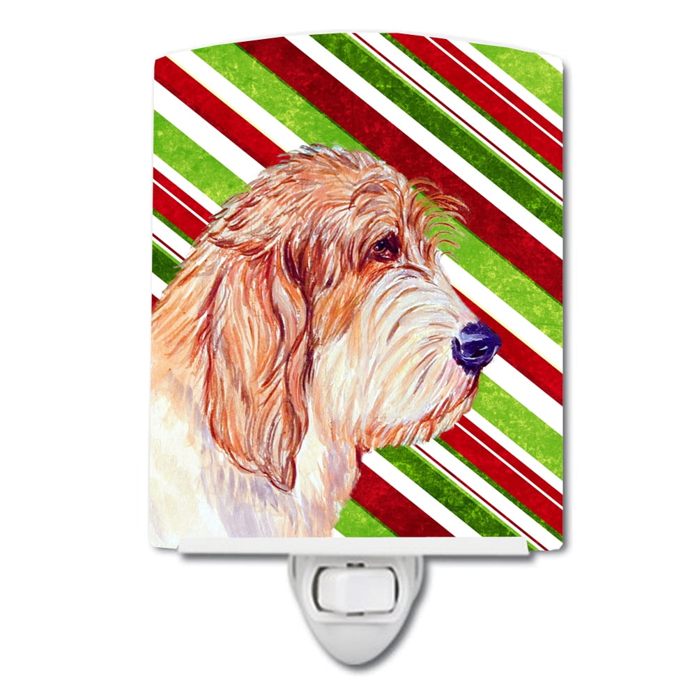Petit Basset Griffon Vendeen Candy Cane Holiday Christmas Ceramic Night Light