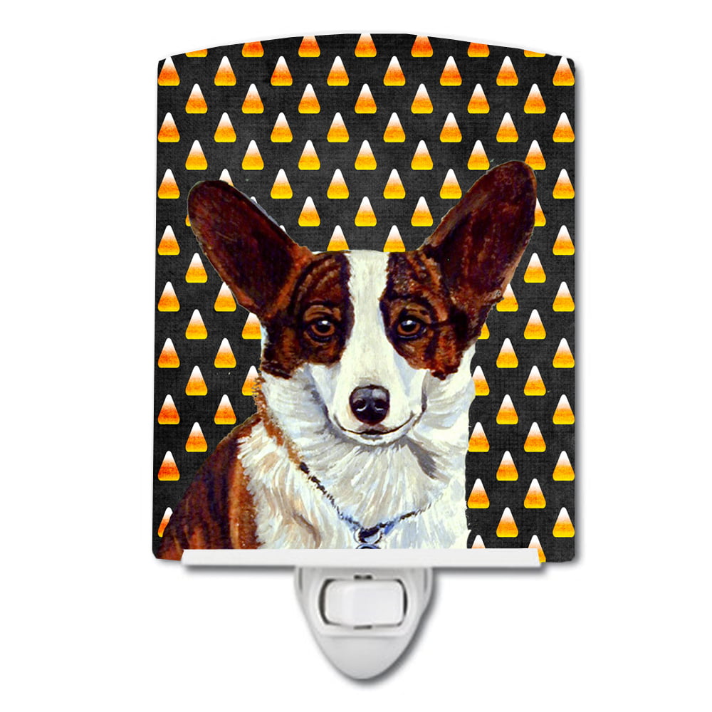 Corgi Candy Corn Halloween Portrait Ceramic Night Light