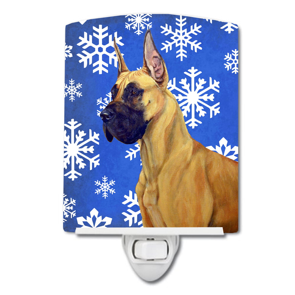 Great Dane Winter Snowflakes Holiday Ceramic Night Light