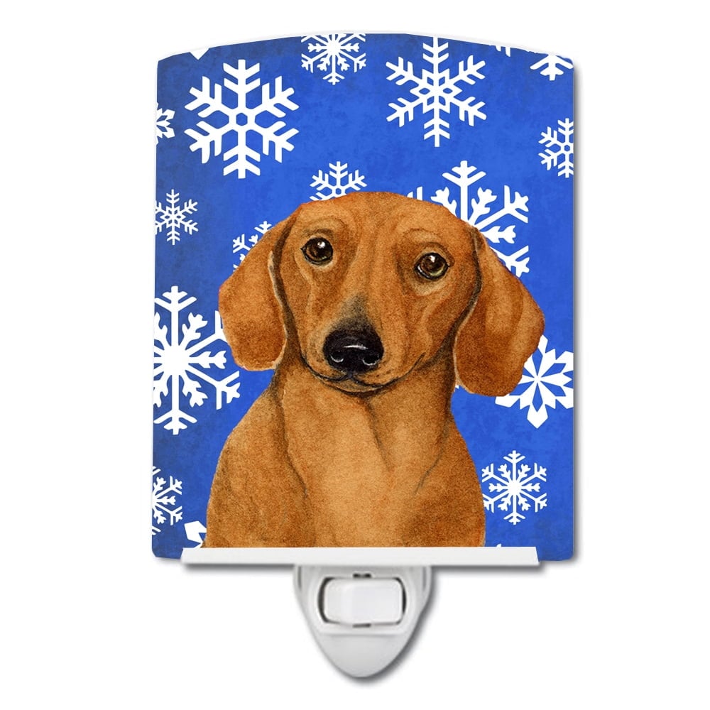 Dachshund Winter Snowflakes Holiday Ceramic Night Light
