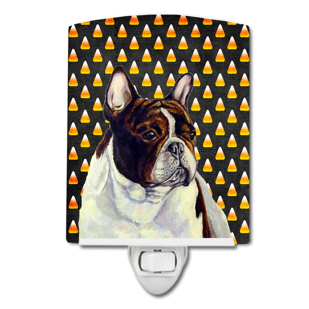French Bulldog Candy Corn Halloween Portrait Ceramic Night Light