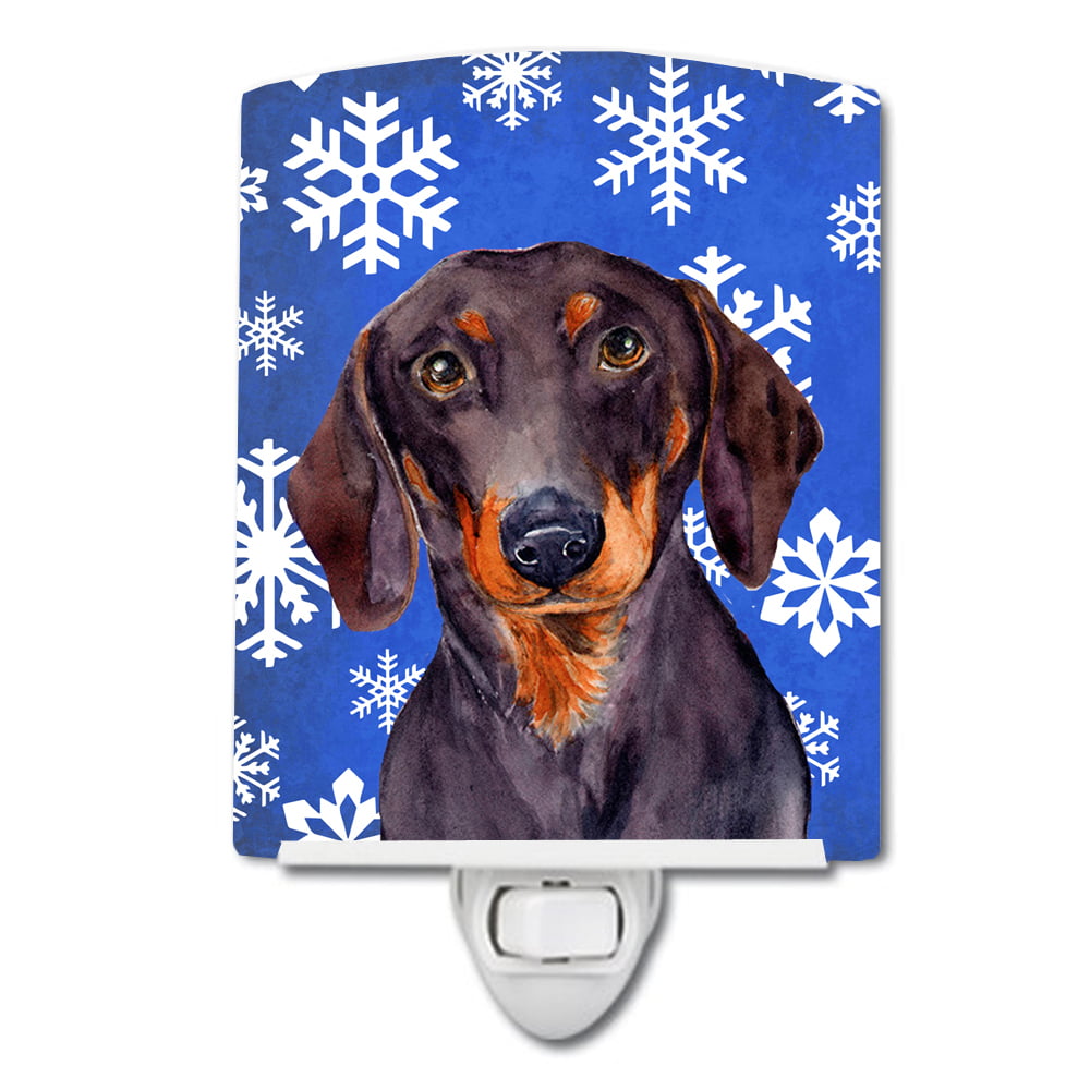 Dachshund Winter Snowflakes Holiday Ceramic Night Light