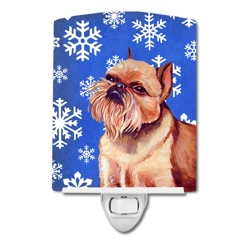 Brussels Griffon Winter Snowflakes Holiday Ceramic Night Light