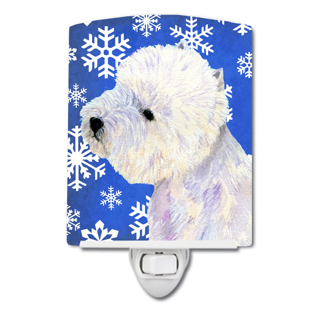 Westie Winter Snowflakes Holiday Ceramic Night Light