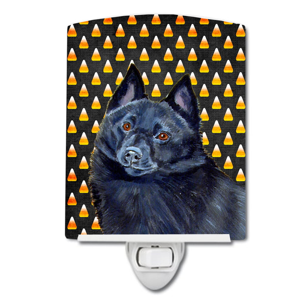 Schipperke Candy Corn Halloween Portrait Ceramic Night Light