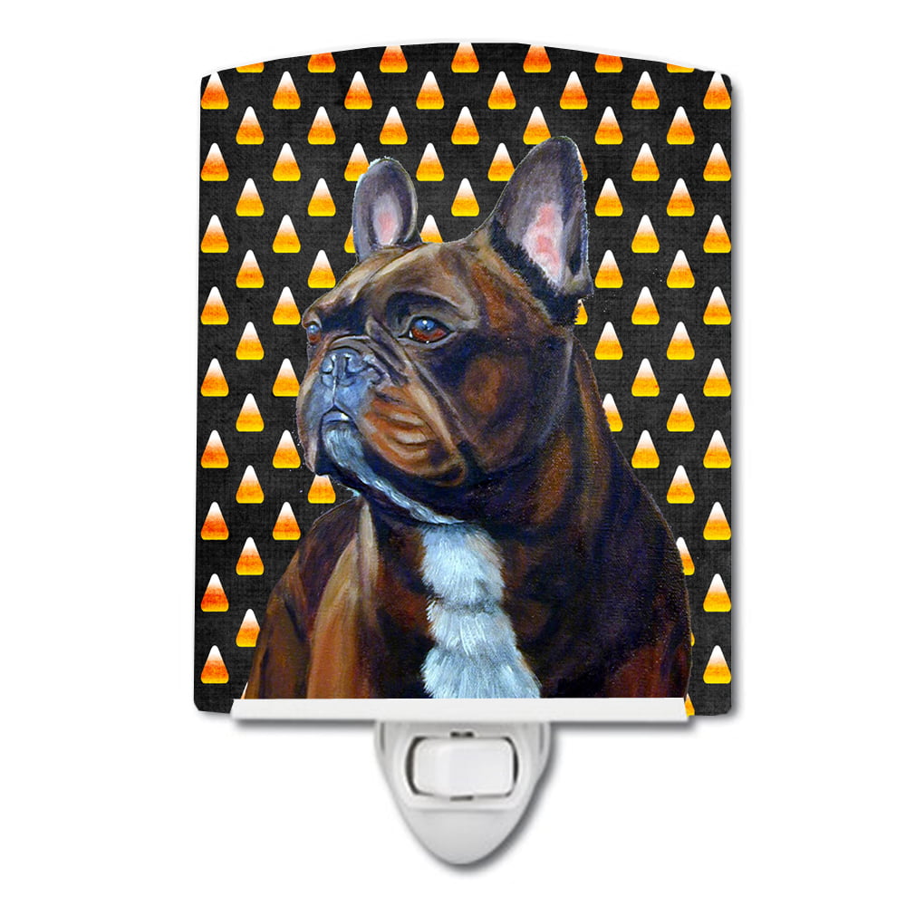 French Bulldog Candy Corn Halloween Portrait Ceramic Night Light