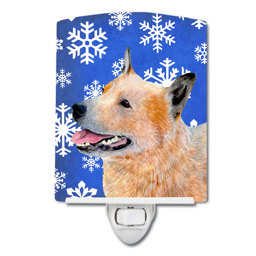 Australian Cattle Dog Winter Snowflakes Holiday Ceramic Night Light