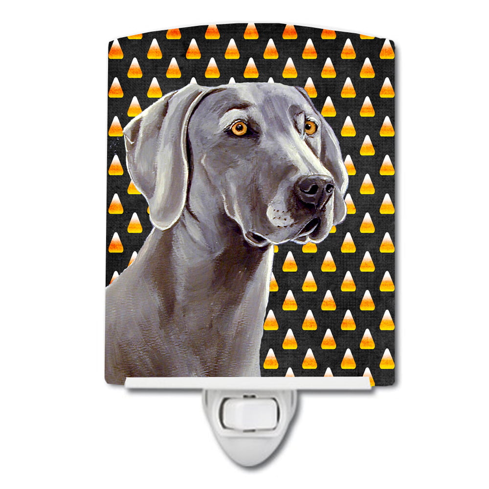 Weimaraner Candy Corn Halloween Portrait Ceramic Night Light