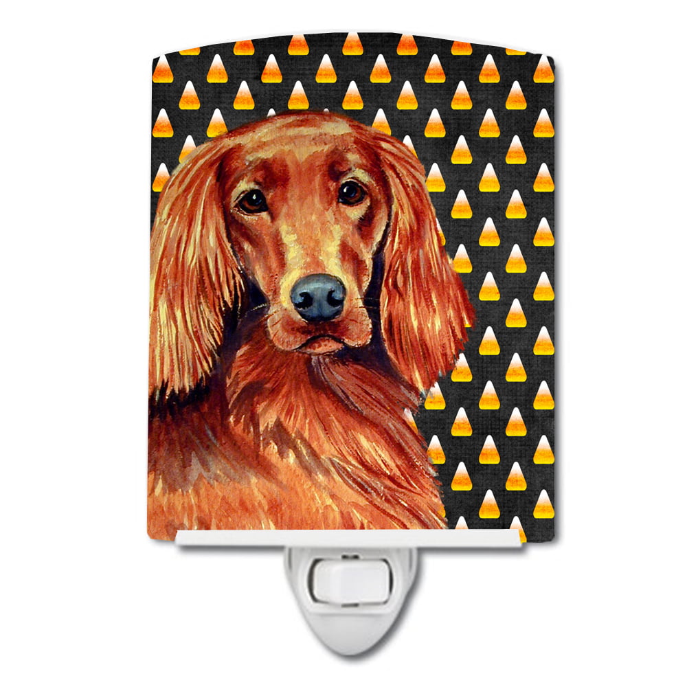 Irish Setter Candy Corn Halloween Portrait Ceramic Night Light