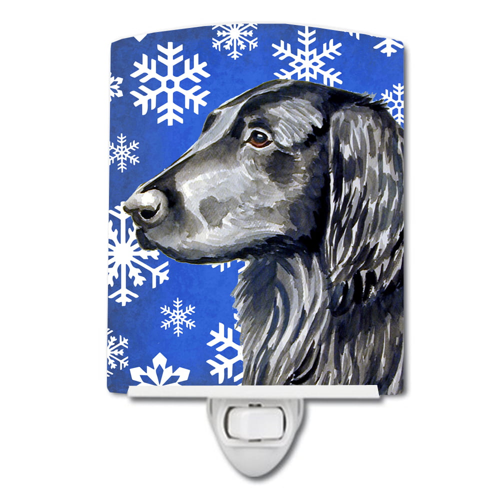 Flat Coated Retriever Winter Snowflakes Holiday Ceramic Night Light