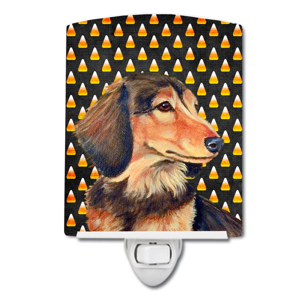 Dachshund Candy Corn Halloween Portrait Ceramic Night Light