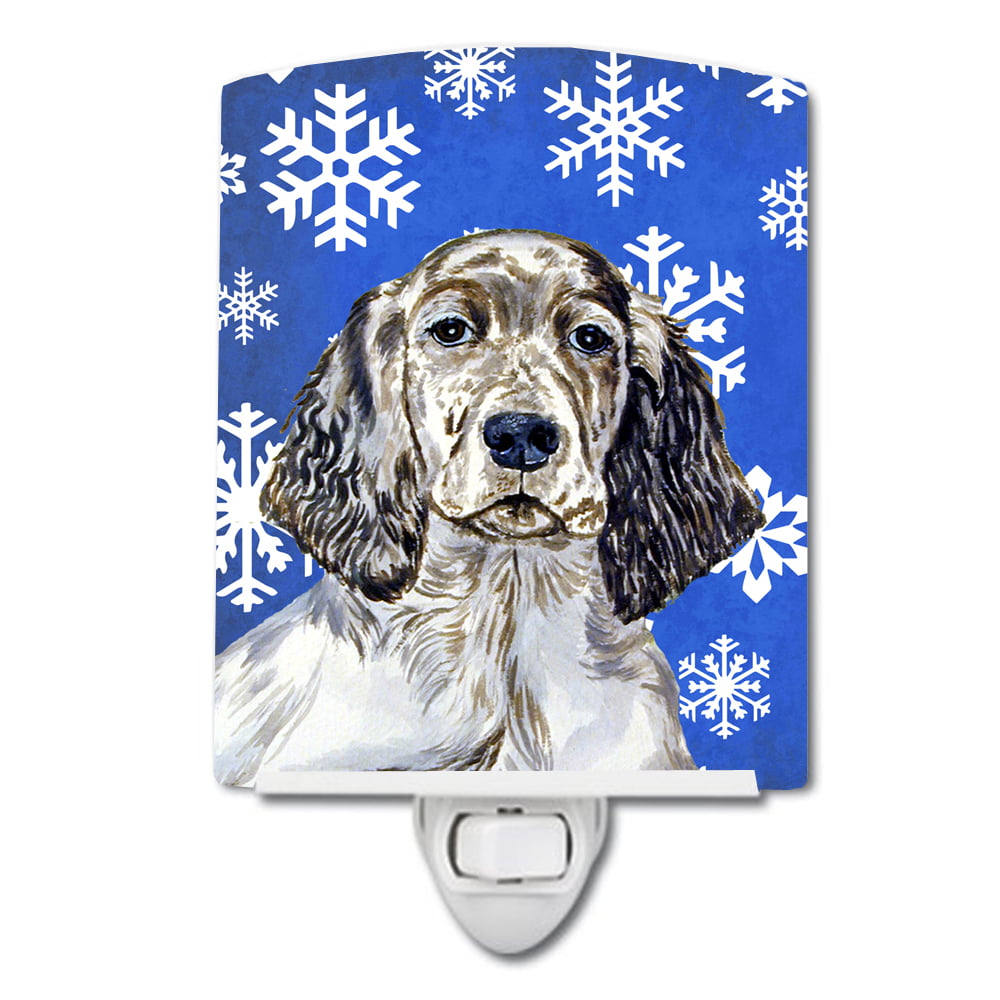 English Setter Winter Snowflakes Holiday Ceramic Night Light
