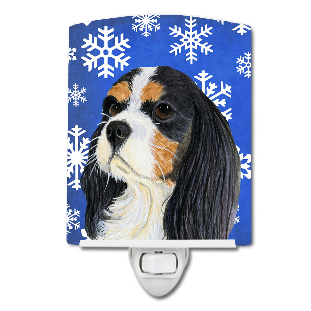 Cavalier Spaniel Winter Snowflakes Holiday Ceramic Night Light