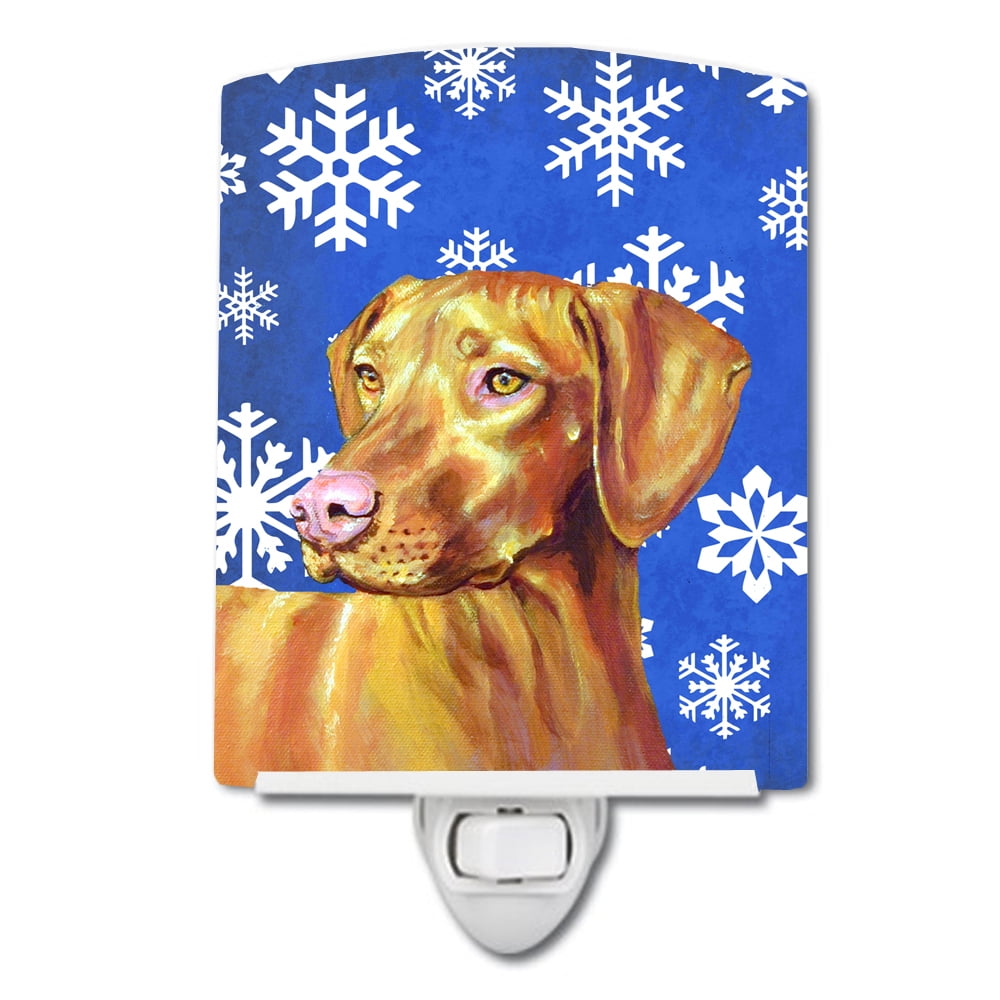 Vizsla Winter Snowflakes Holiday Ceramic Night Light