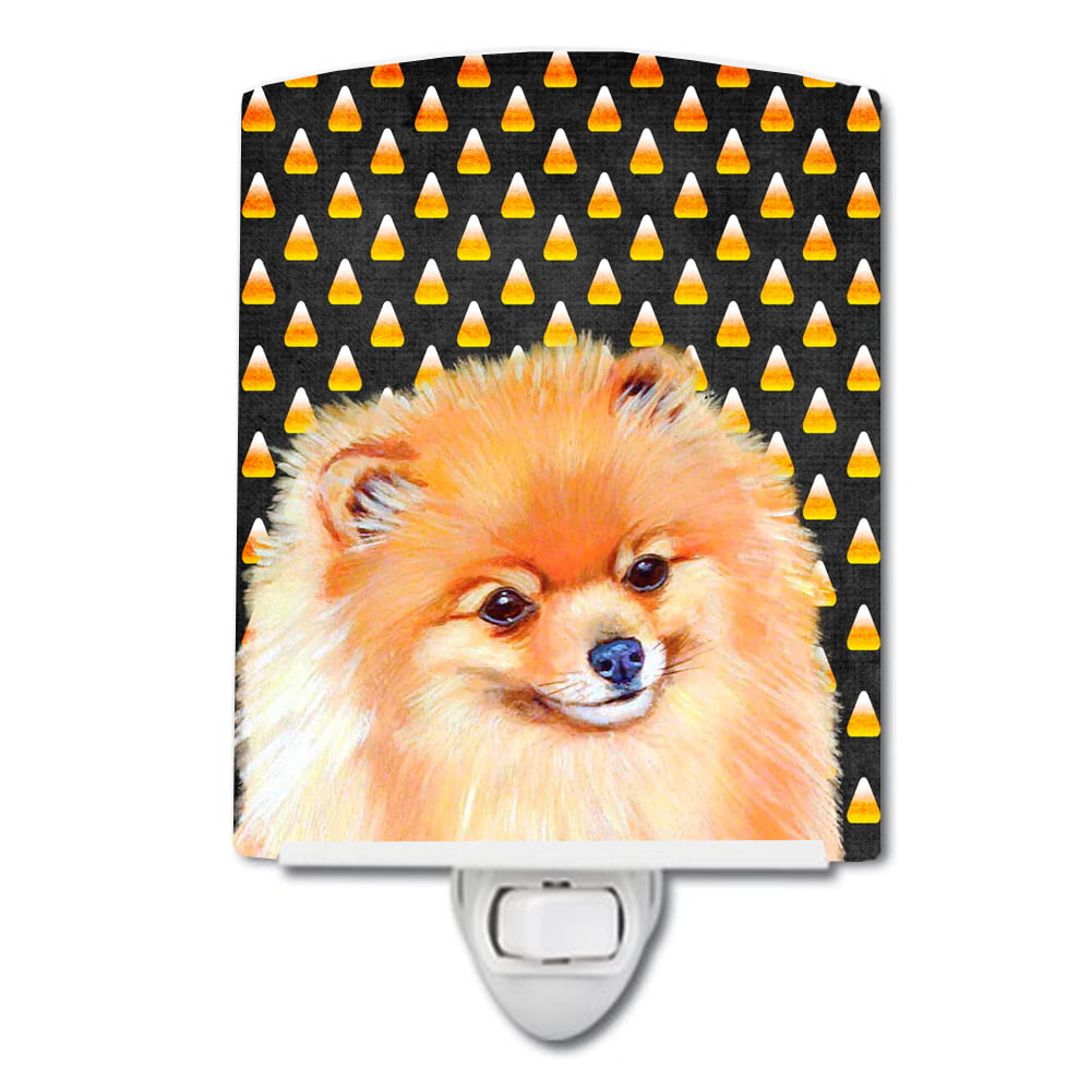 Pomeranian Candy Corn Halloween Portrait Ceramic Night Light