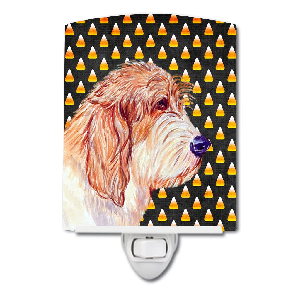 Petit Basset Griffon Vendeen Candy Corn Halloween Portrait Ceramic Night Light