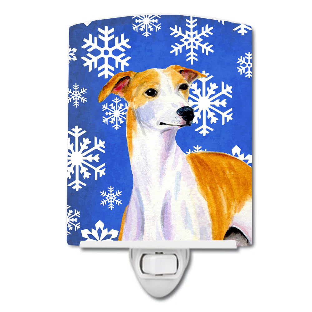 Whippet Winter Snowflakes Holiday Ceramic Night Light