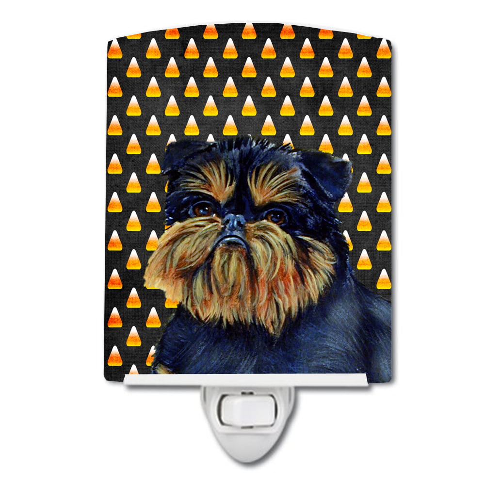 Brussels Griffon Candy Corn Halloween Portrait Ceramic Night Light
