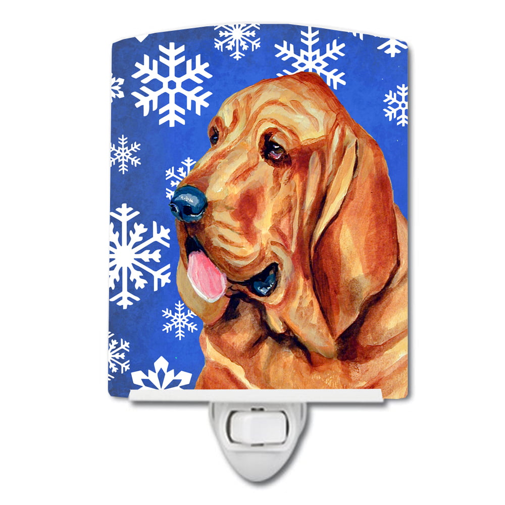 Bloodhound Winter Snowflakes Holiday Ceramic Night Light