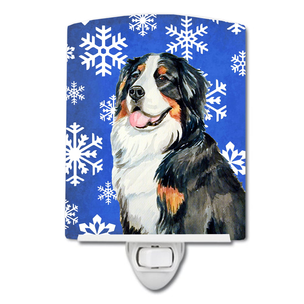 Bernese Mountain Dog Winter Snowflakes Holiday Ceramic Night Light