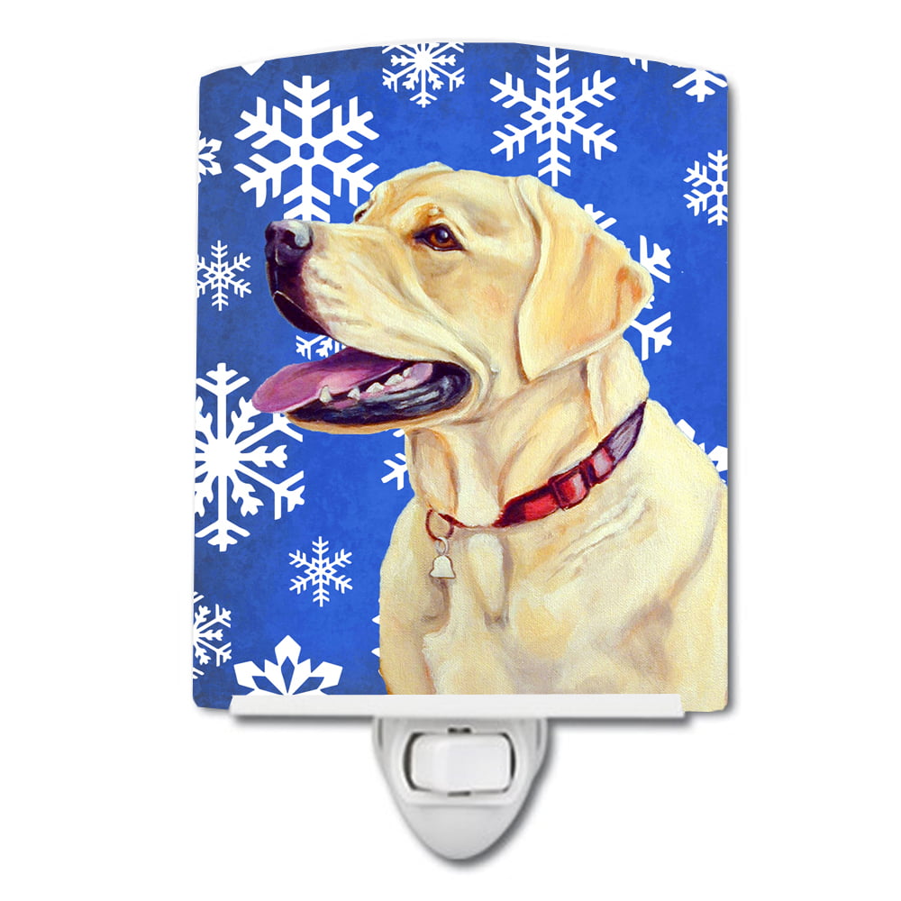 Labrador Winter Snowflakes Holiday Ceramic Night Light