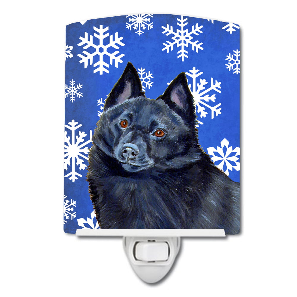 Schipperke Winter Snowflakes Holiday Ceramic Night Light