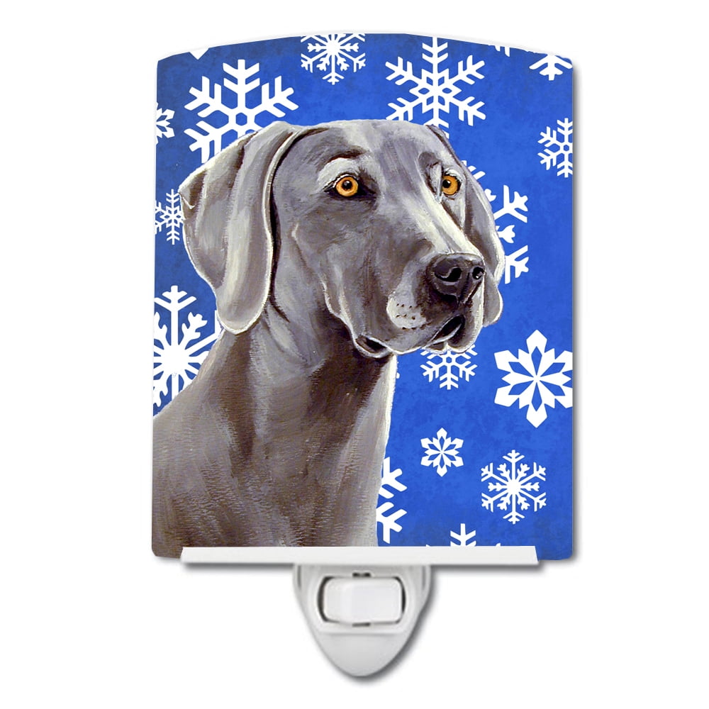 Weimaraner Winter Snowflakes Holiday Ceramic Night Light