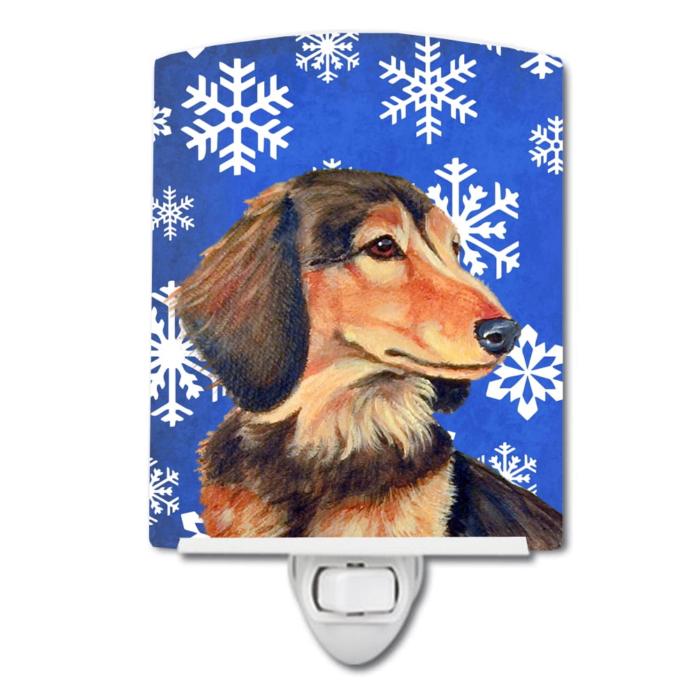 Dachshund Winter Snowflakes Holiday Ceramic Night Light