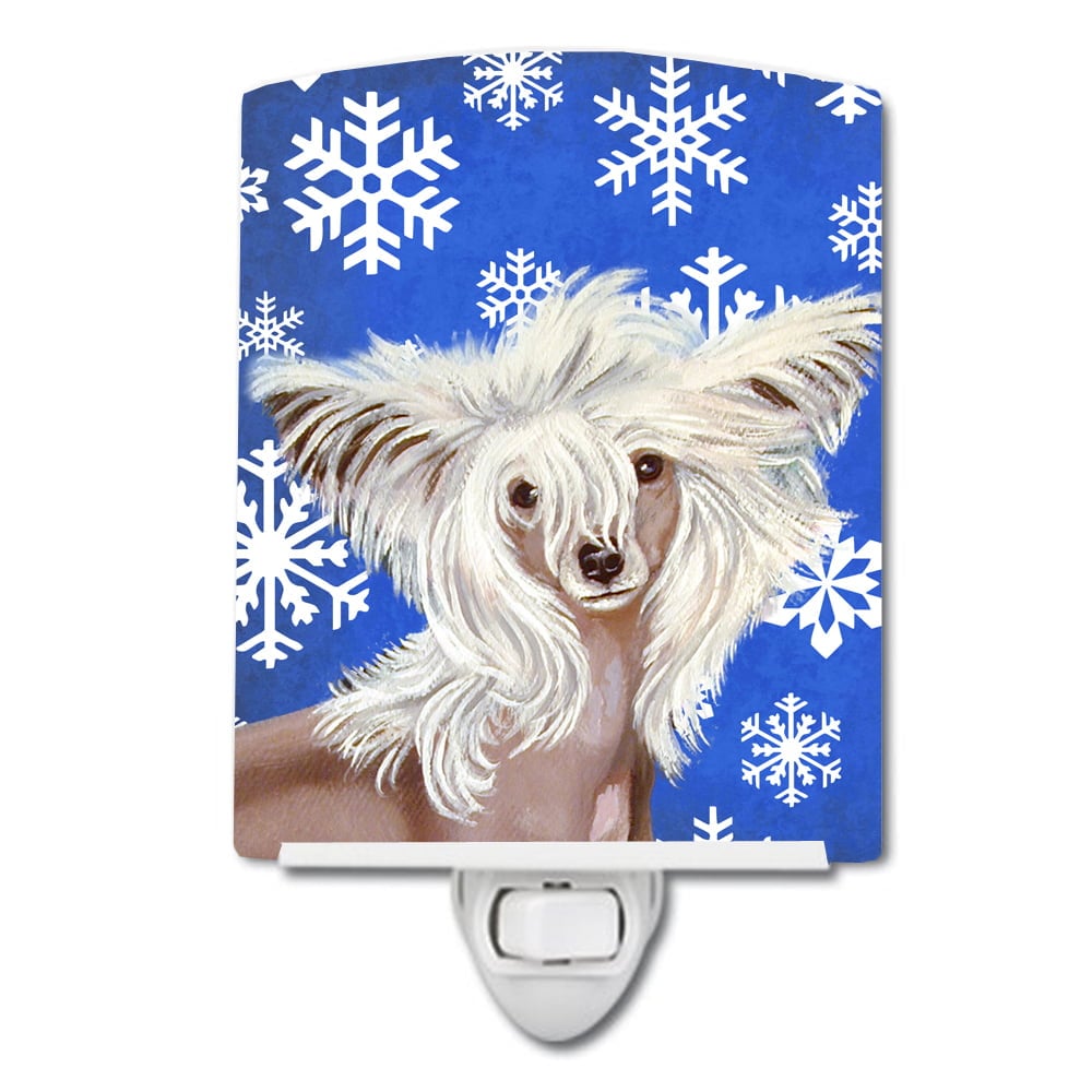 Chinese Crested Winter Snowflakes Holiday Ceramic Night Light